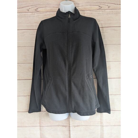 Under Armour Full Zip Mock Neck Sweat Jacket Women's Size Medium Black - Picture 1 of 7